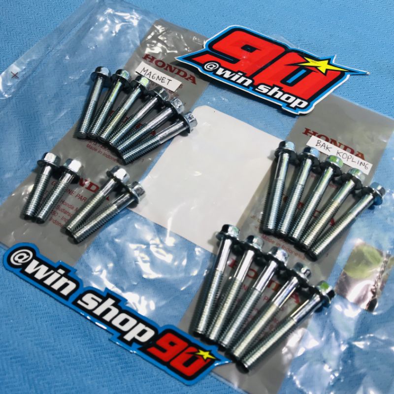 Baut Blok Mesin kanan kiri Supra x 125 Karisma Kirana SATU SET assy wave 125 (blok magnet &amp; blok kopling)