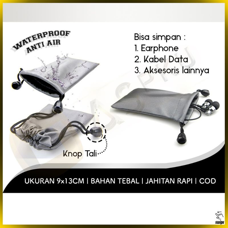 Pouch Dompet Waterproof penyimpanan Kabel data/ Headset/ Charger/Kunci Simple dan praktis