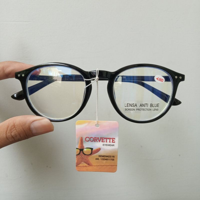 KACAMATA MINUS Blueray Anti Radiasi CORVETTE Pria Wanita KT121AB-MN