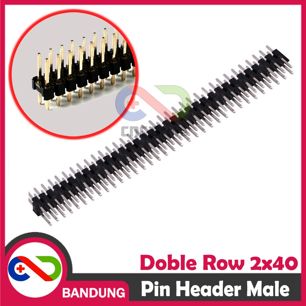 Pin Header Strip Male Double Row 2x40 2.54mm Black Hitam