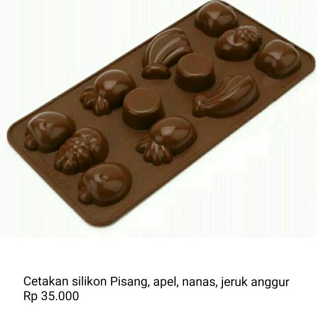 Cetakan silikon coklat/puding/fondant Anggur, nanas, pisang, jeruk, apel