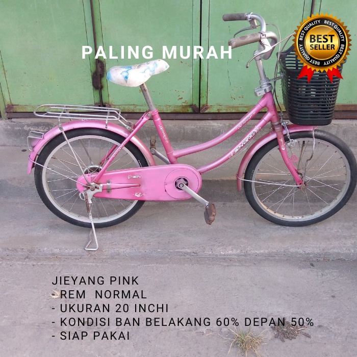 Sepeda keranjang cewek wanita perempuan murah dewasa ukuran 24 bekas siap pakai speda phoenix