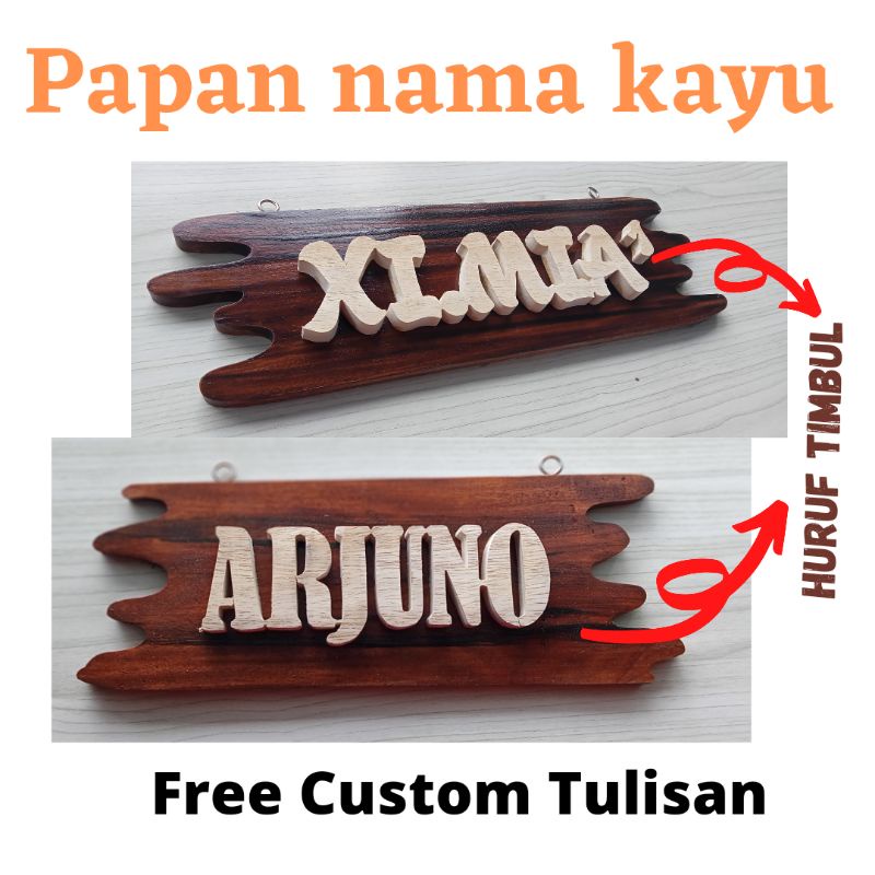 Papan Nama Usaha Ukir Huruf Kayu Timbul Custom