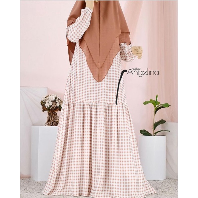 Sofia dress-gingham mocha mousse sz XS by atelier angelina