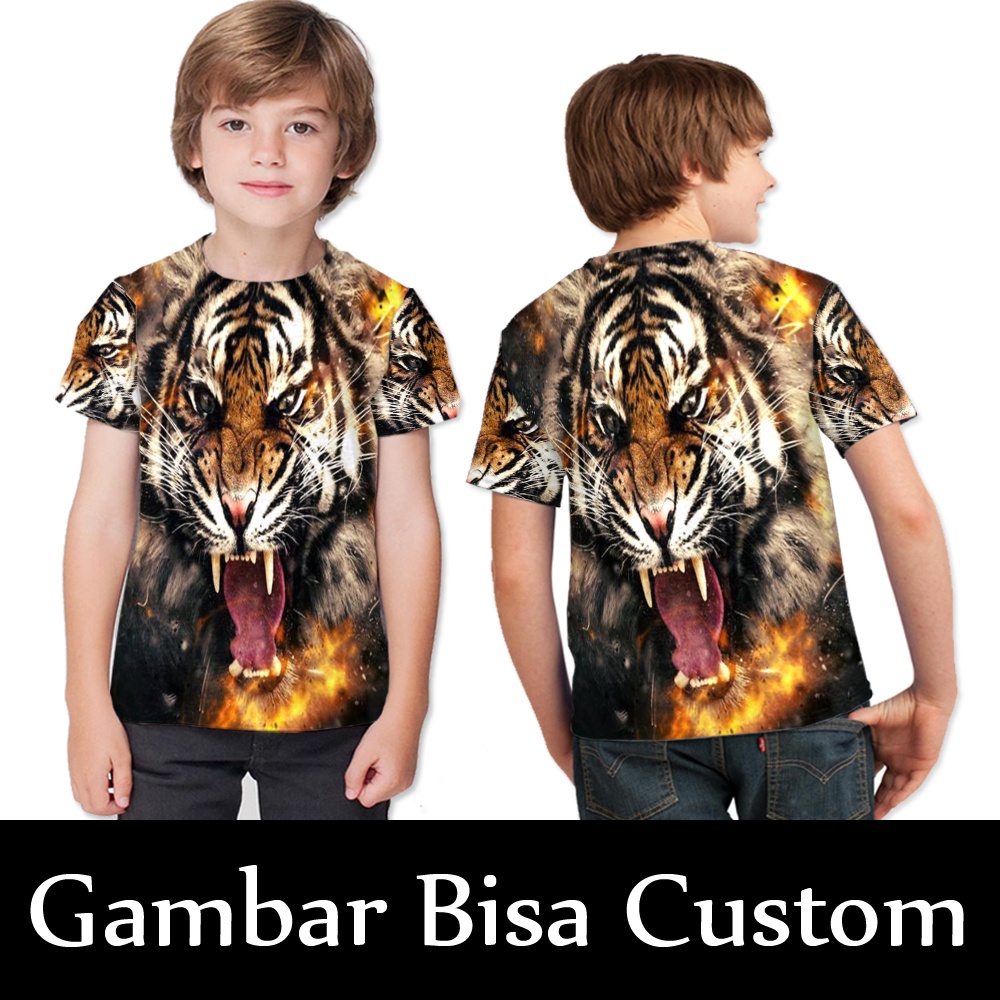 Kaos baju T-shirt Harimau Sumatera Fullprint || Baju Kaos Anak HARIMAU MACAN MAUNG Kaos TIGER Animal