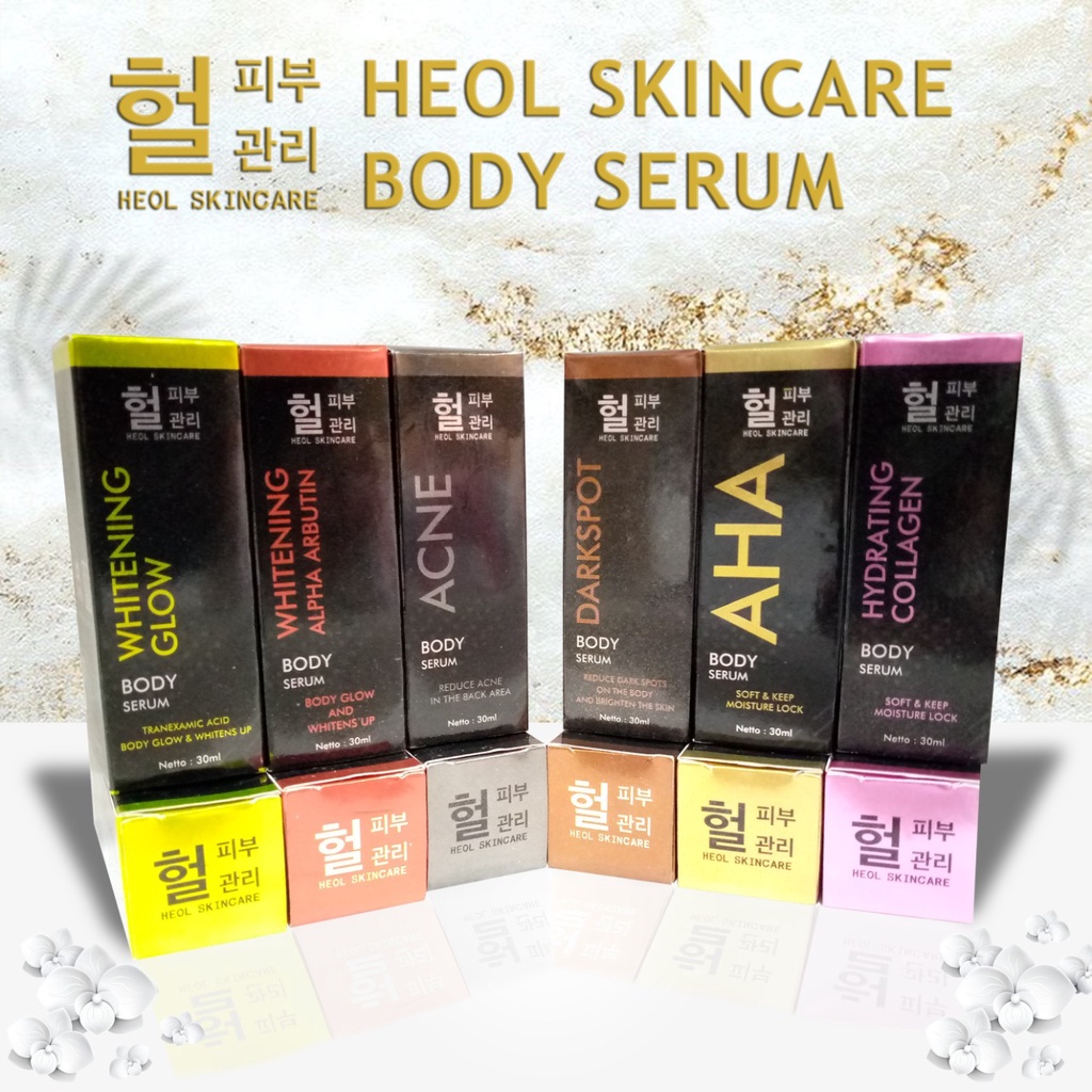 new HEOL SKIN CARE BODY SERUM 30ML AHA MIMI Serum Badan Acne aha hydrating glow whitening darkspot BPOM