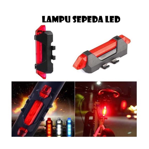 LAMPU SEPEDA USB DEPAN / BELAKANG LED WATERPROOF Rechargeable