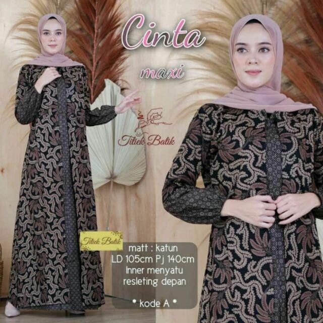 Gamis Batik Rempel Maxi Dress Jumbo Baju Wanita Pakaian Muslim Murah Bahan Katun Batik Pekalongan
