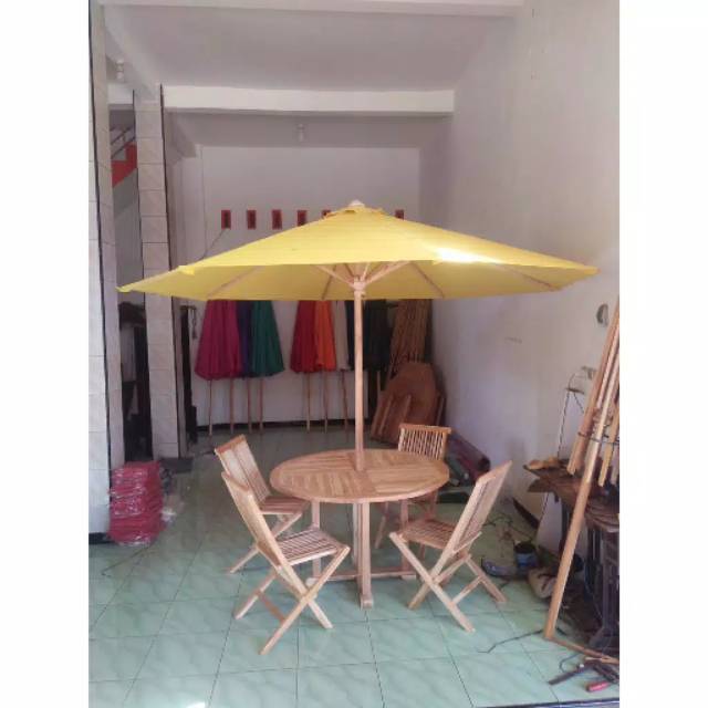 Kursi Meja Payung Out Door Minimalis Jati   #Meja pantai, meja santai, meja cafe, Garden kayu jati