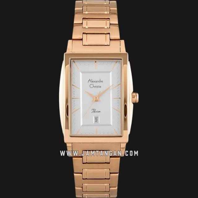 Alexandre Christie AC 2802 LD BRGSL Ladies Silver Dial Rose Gold Stainless Steel Strap