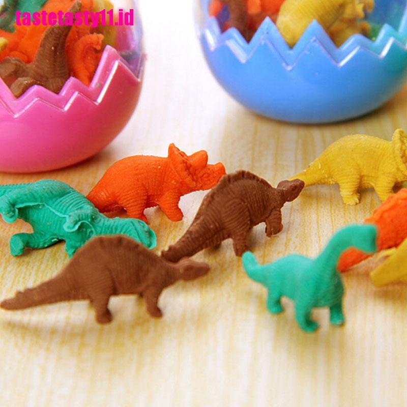 (TTID) 8pcs Penghapus Karet Bentuk Telur Dinosaurus Lucu Untuk Stationery Pelajar / Kantor