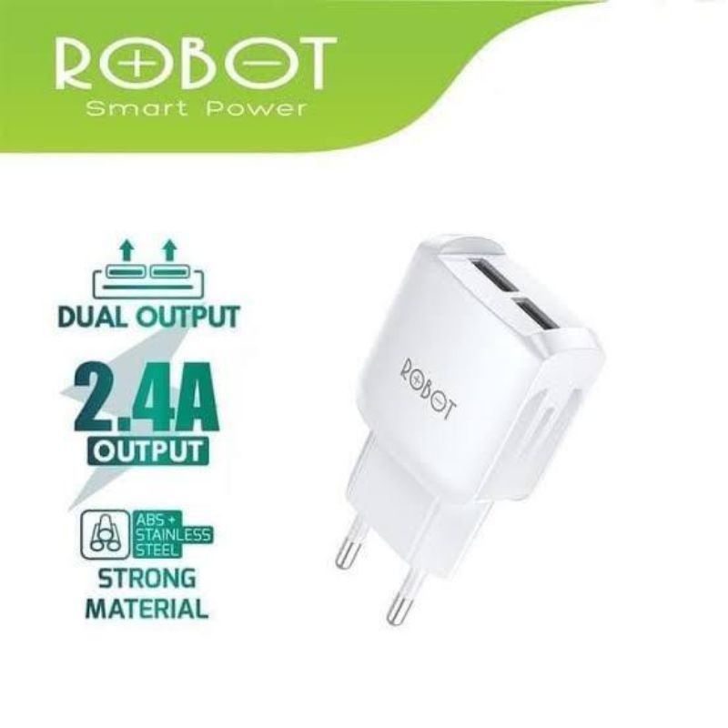 Batok Charger 2USB ROBOT RT-K6 Adaptor Charger ROBOT RT-K6 2.4A 2 Port/Batok Kepala Charger ROBOT RT-K6 2.4A Original