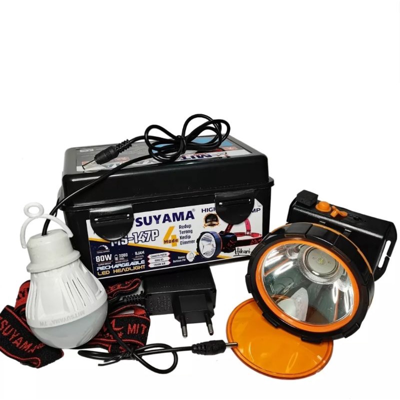 Headlamp Mitsuyama MS 147P 80W / Senter Kepala LED 80Watt + Bohlam 7Watt / Lampu Kepala LED 80Watt