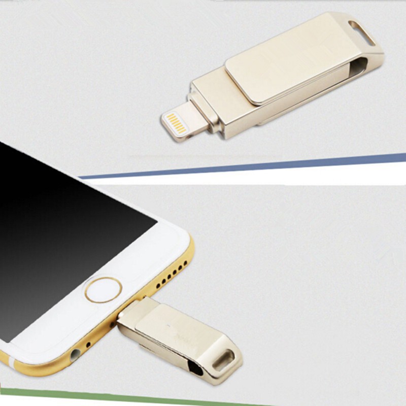 HD i-usb Flash Drive Bahan Metal Tahan for Air untuk iPhone / iPad