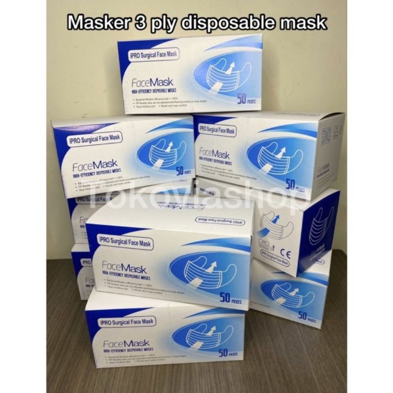 Masker 3 ply earloop surgical face mask 3 ply isi 50 pcs