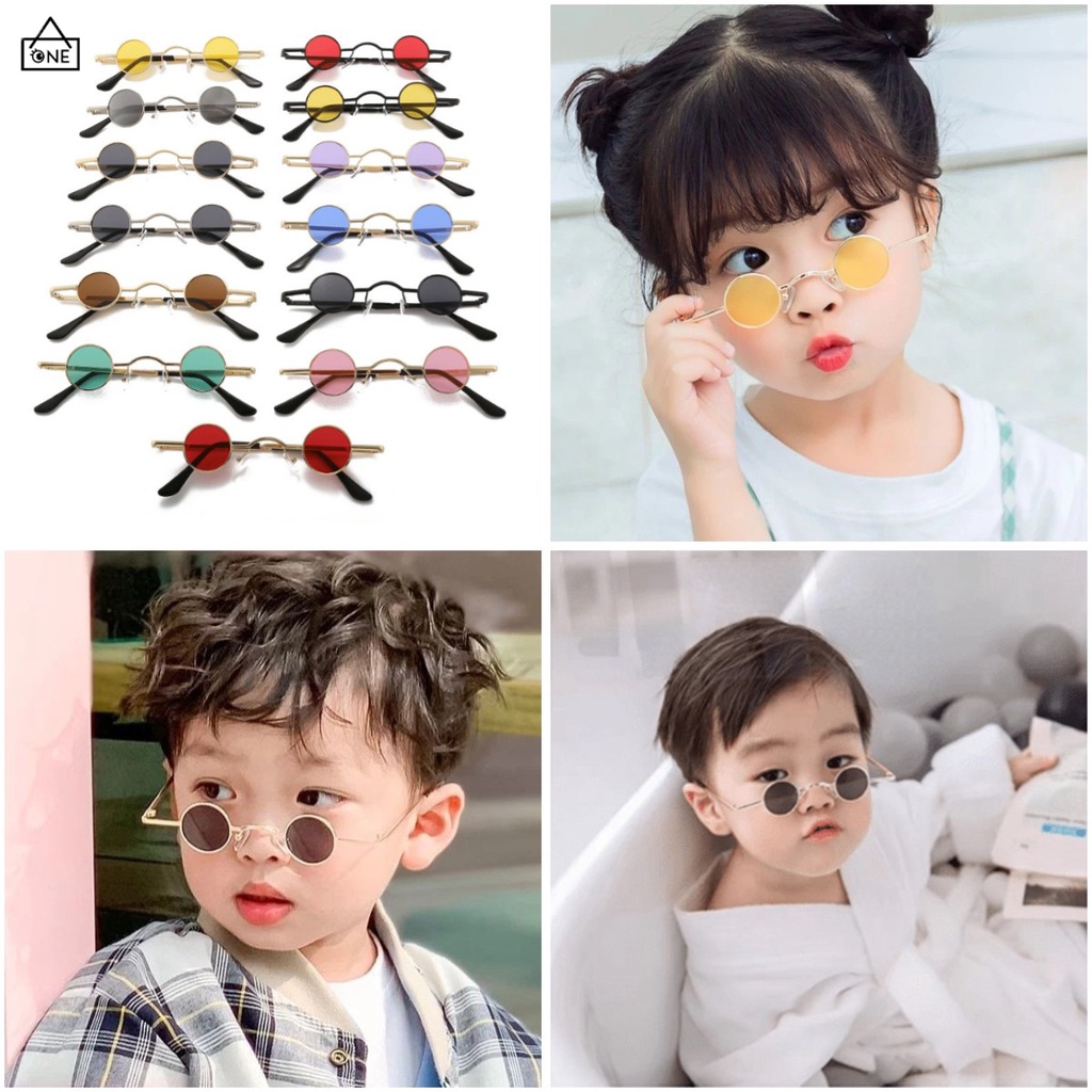 COD❤️Kacamata Hitam Anak Laki-laki Murah Cowok Cewek New Trend Fashion Korea Terbaru Bulat Cat High Quality Retro Sunglasses