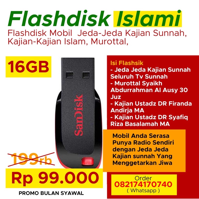 FLASHDISK MOBIL ISLAMI JEDA-JEDA KAJIAN SUNNAH, MUROTTAL 30 JUZ, KAJIAN SUNNAH