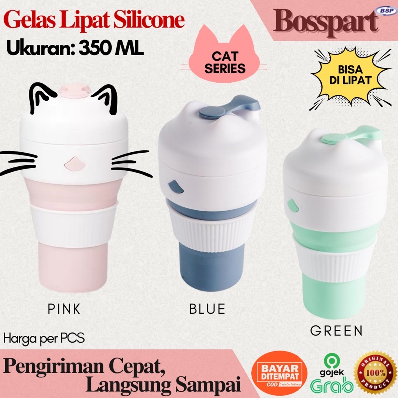 Gelas Lipat Silikon / Tumbler Cup Silicone Multifungsi 350ML / Silicone Coffe Cup / Travel Cup