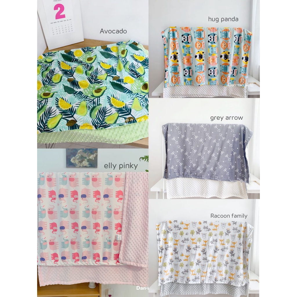 Selimut bayi double fleece printing bintik motif premium jumbo