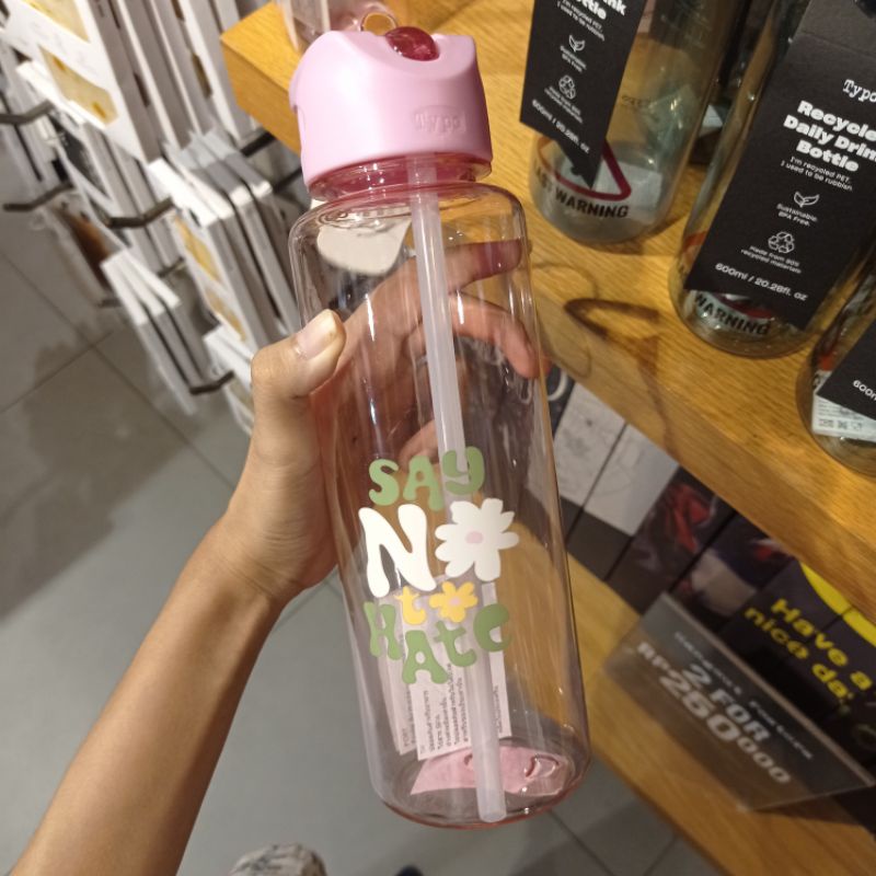 Tumblr Typo Botol Minum Plastik Bening Hydration Bottle Jastip Typo New Original
