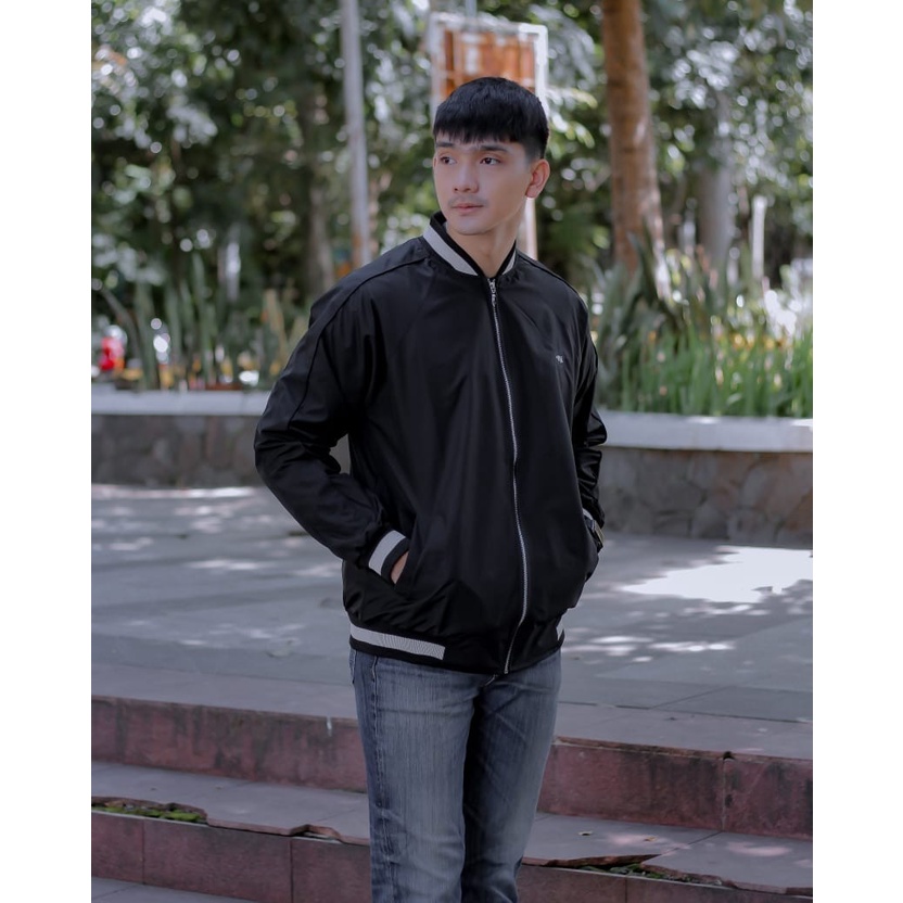 Jaket Parasut Harington Holigan Hitam/Jaket Bomber Parasut Pria/Jaket Polos Pria