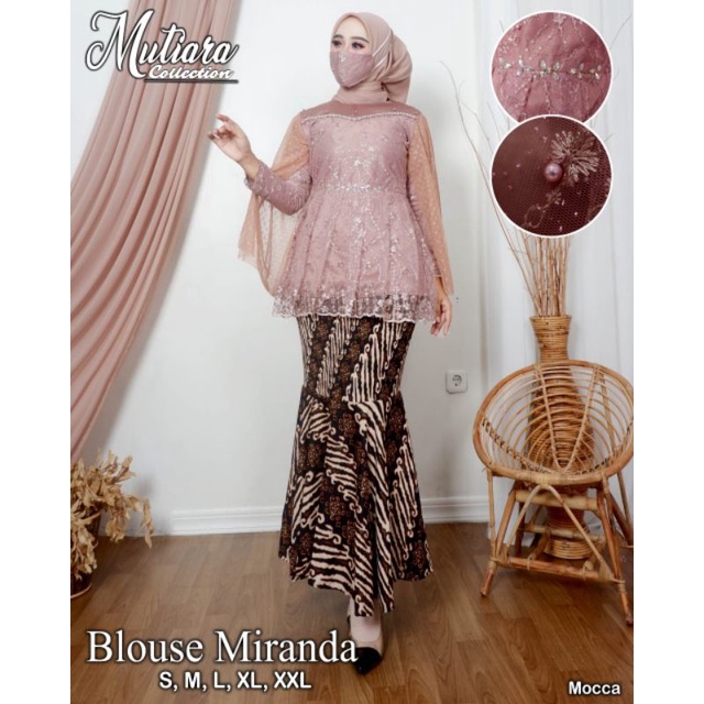 Permata Olshop / Blouse Miranda MK / Kebaya Wisuda Modern / Setelan Kebaya Kekinian / Baju Pesta Kondangan / Blouse Kondangan