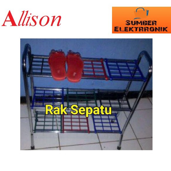 Rak sepatu stainless/ Rak sepatu murah 3 Susun ANTI KARAT (Mudah bongkar pasang) Allison