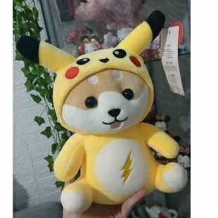 boneka shiba inu kostum pikachu