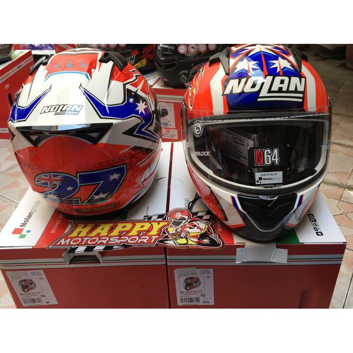 HELM NOLAN N64 SUZUKA STONER SNI ORI ITALY M L XL 2XL FULL FACE WHITE