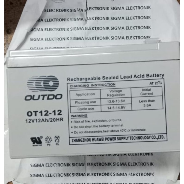 ACCU / AKI OUTDO 12 VOLT 12 AH.