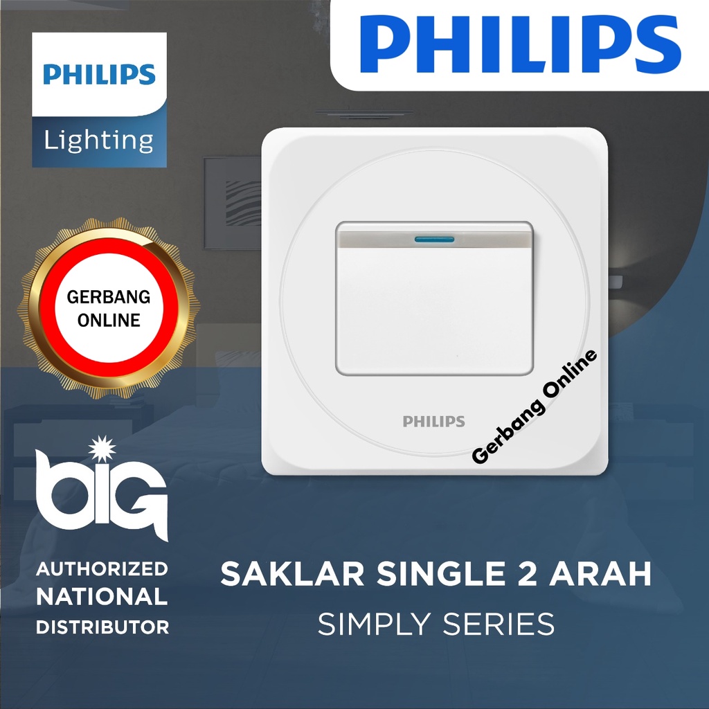 PHILIPS Saklar Engkel Single Inbow Saklar Lampu Tunggal Satu Tombol Tanam IB Philip