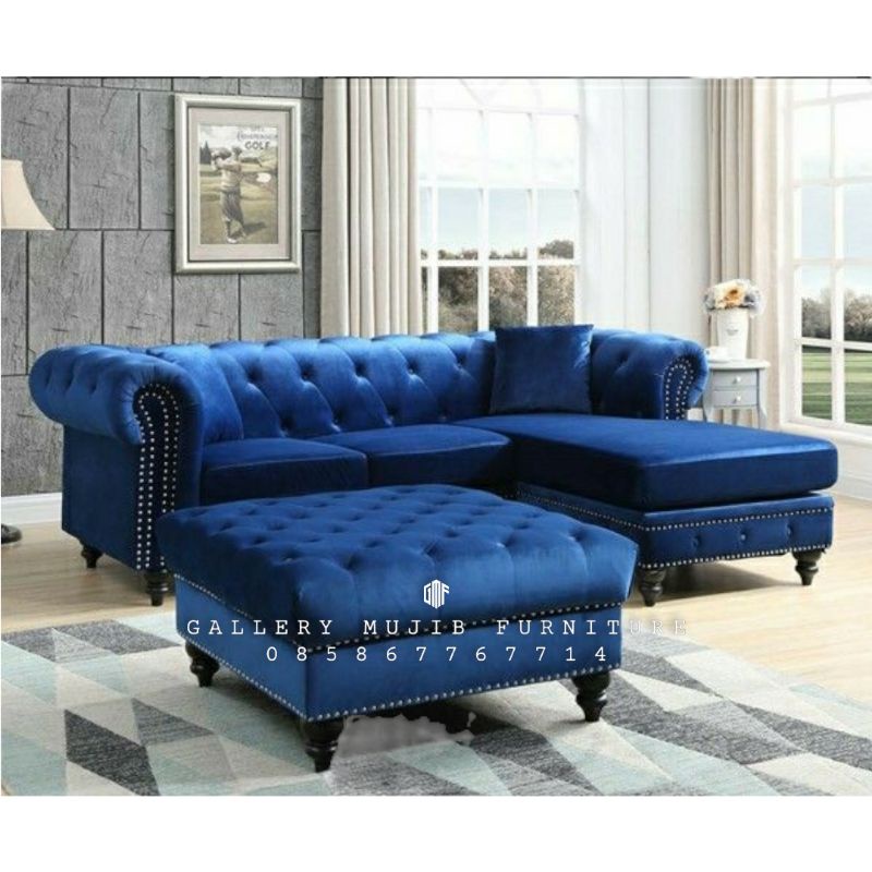 Set Sofa tamu Chesterfield sofa tamu letter L sofa tamu sudut minimalis mewah