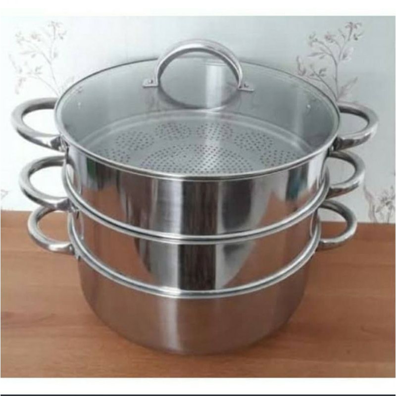 Panci Kukus Super Steamer 40cm Susun 3 Supra Stainless Steel