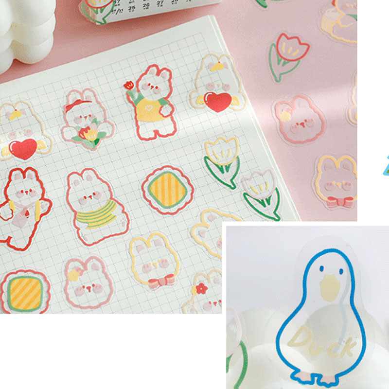 45 Pcs Spring Day Series PET Decorative Sticker Cartoon Transparent Sticker