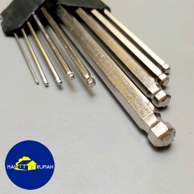 Kunci L 9pcs 9 pcs Set Panjang Ballpoint Ball Point Hex Key Bolpoin - RRT (YSK/Popeye/YhongGong)