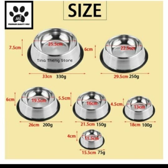 Pet Bowl &quot;STAINLESS STEEL MEDIUM&quot; Tempat Makan Anjing