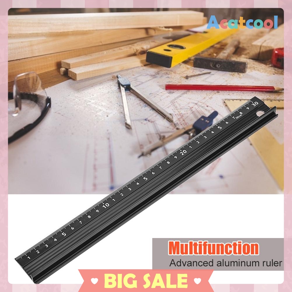 Multi-function Aluminum Alloy Hand Protective Ruler Non-slip Straight Ruler