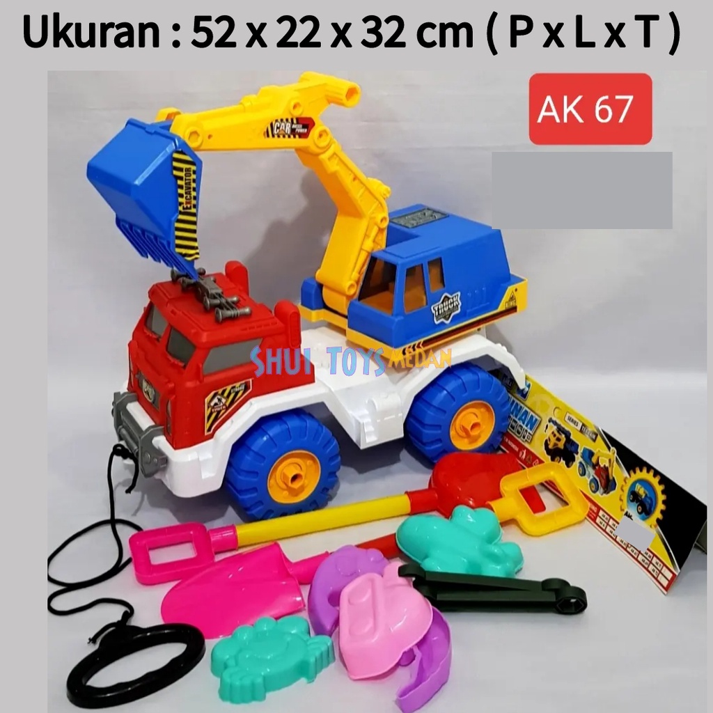 Mainan Truck Beko Besar + Cetakan Pasir AK67 / Mainan Mobil Truk Pasir
