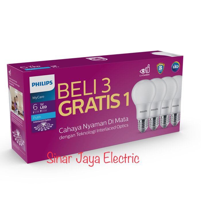 LAMPU LED PHILLIPS 6 W PUTIH (PAKET 4 PCS)