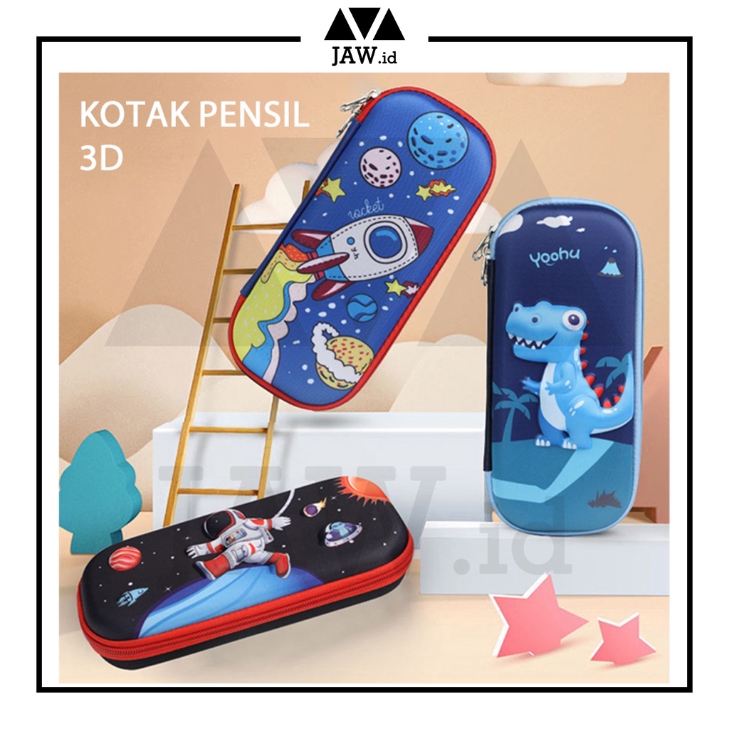 JAW.ID Kotak pensil kartun 3D Sekolah Emboss/ Kotak Pensil Anak Tahan air