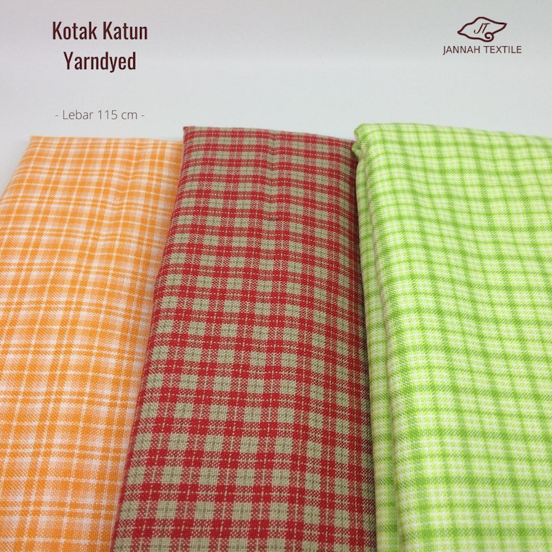 Harga 1 Roll Kain Katun Bahan Yarndyed / Yandet Motif Kotak Kotak YD703 YD765 YD847