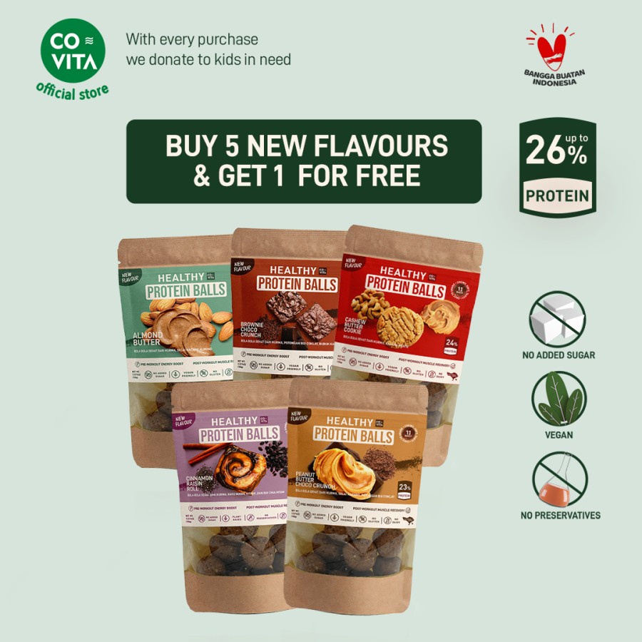 

Covita Healthy Protein Balls - New Flavors - Bundle Beli 5+1 Gratis