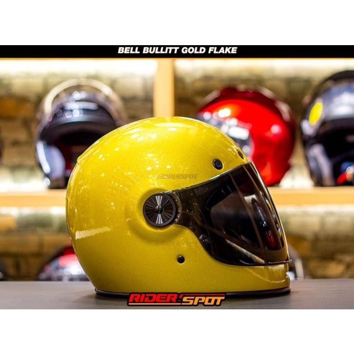 Helm Motor Bell Bullitt Gold Flake Full Face Retro Original Helmet Wolffox.11