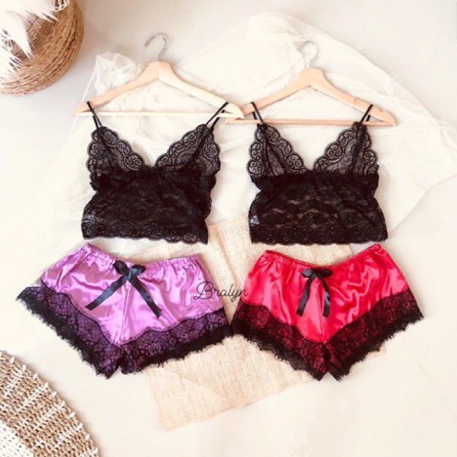 COD ALEXA SET (piyama, sexy lingerie,tanktop,bra,bralette,short,set piyama,baju tidur,lingerie)