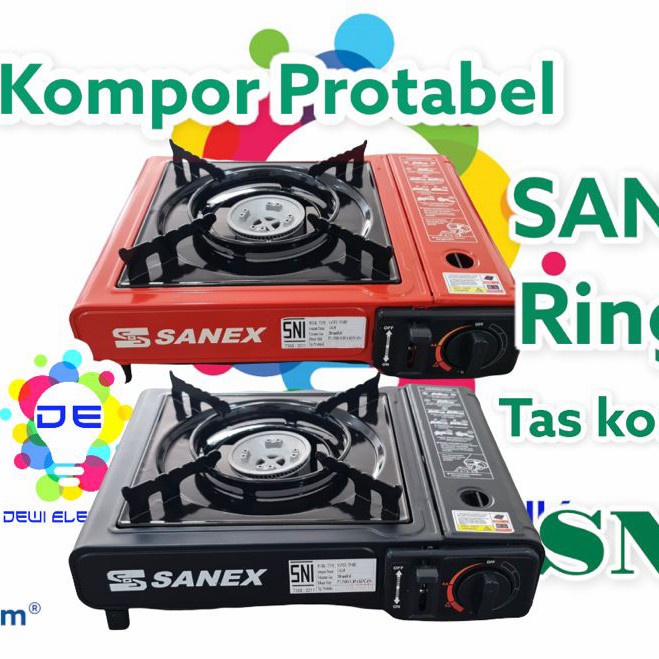 Kompor PORTABEL SANEX Untuk Gas Kaleng dan Elpiji 3Kg dan 12Kg SNI