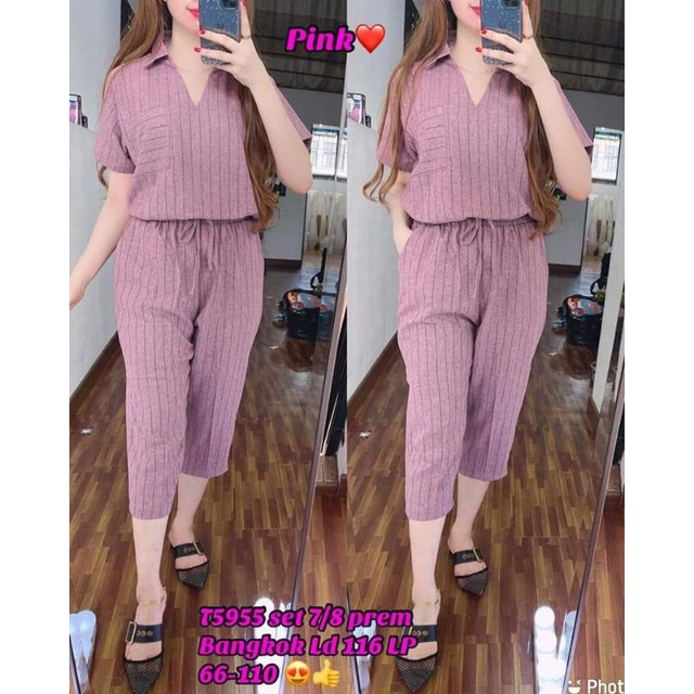 SUNLY-SHOP | stelan wanita/setelan Prem Bangkok bahan Crinkle impor-1