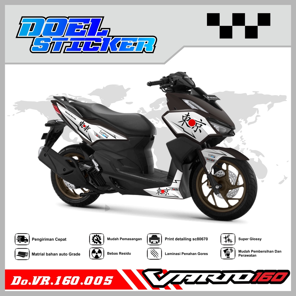 Sticker Striping Honda VARIO 160 List Variasi Hologram , Crome Doel 005