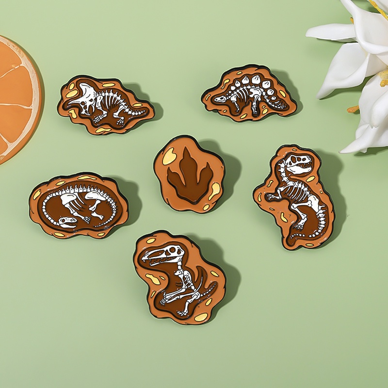 Bros Pin Enamel Desain Kartun Dinosaurus Fossil Gaya Kuno Untuk Hadiah Anak