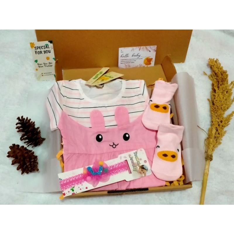 HAMPERS KADO ANAK LAHIRAN ULANG TAHUN DRESS CANTIK BAHAN SOFT ADEM BANYAK MOTIF