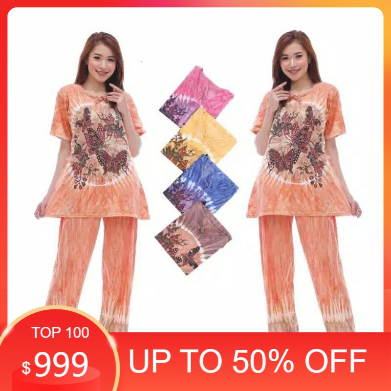 ONE SET CP KAOS BATIK ABSTRAK panjang one set bali tie dye setelan baju tidur termurah